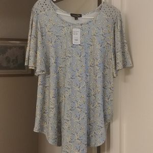 Suzanne Betro Large light blue/yellow floral tunic